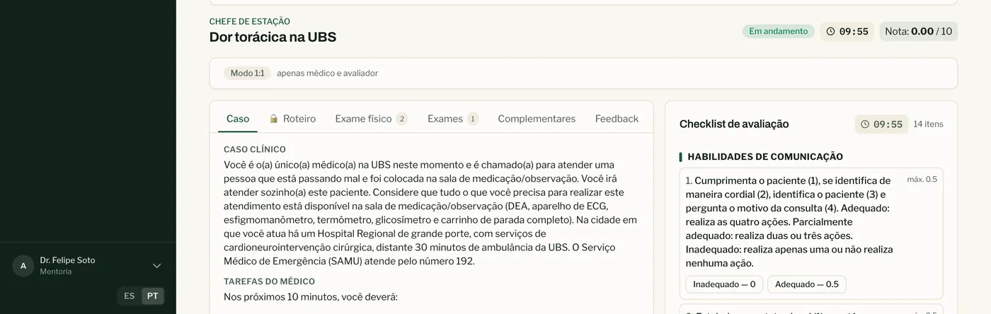 Checklist de evaluación puntuado durante la estación